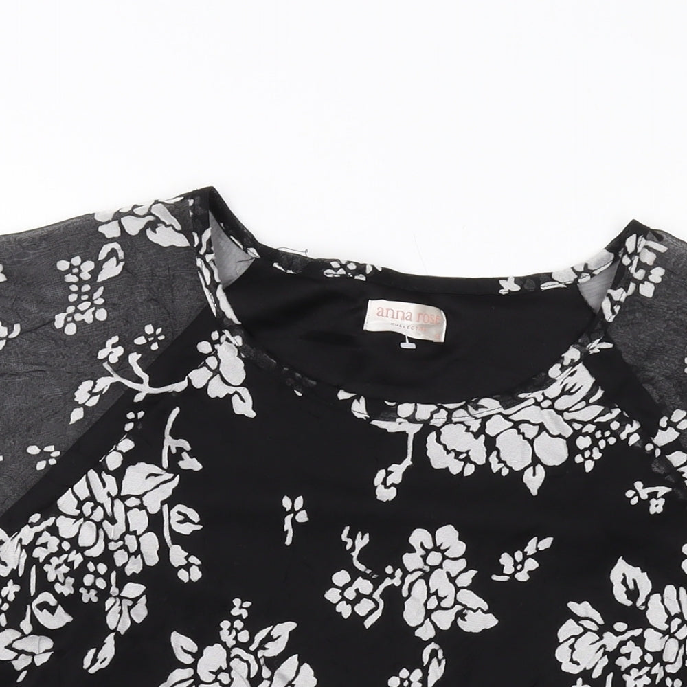 Womens UK Size 16 Anna Rose Black Basic T-Shirt