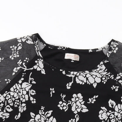 Womens UK Size 16 Anna Rose Black Basic T-Shirt