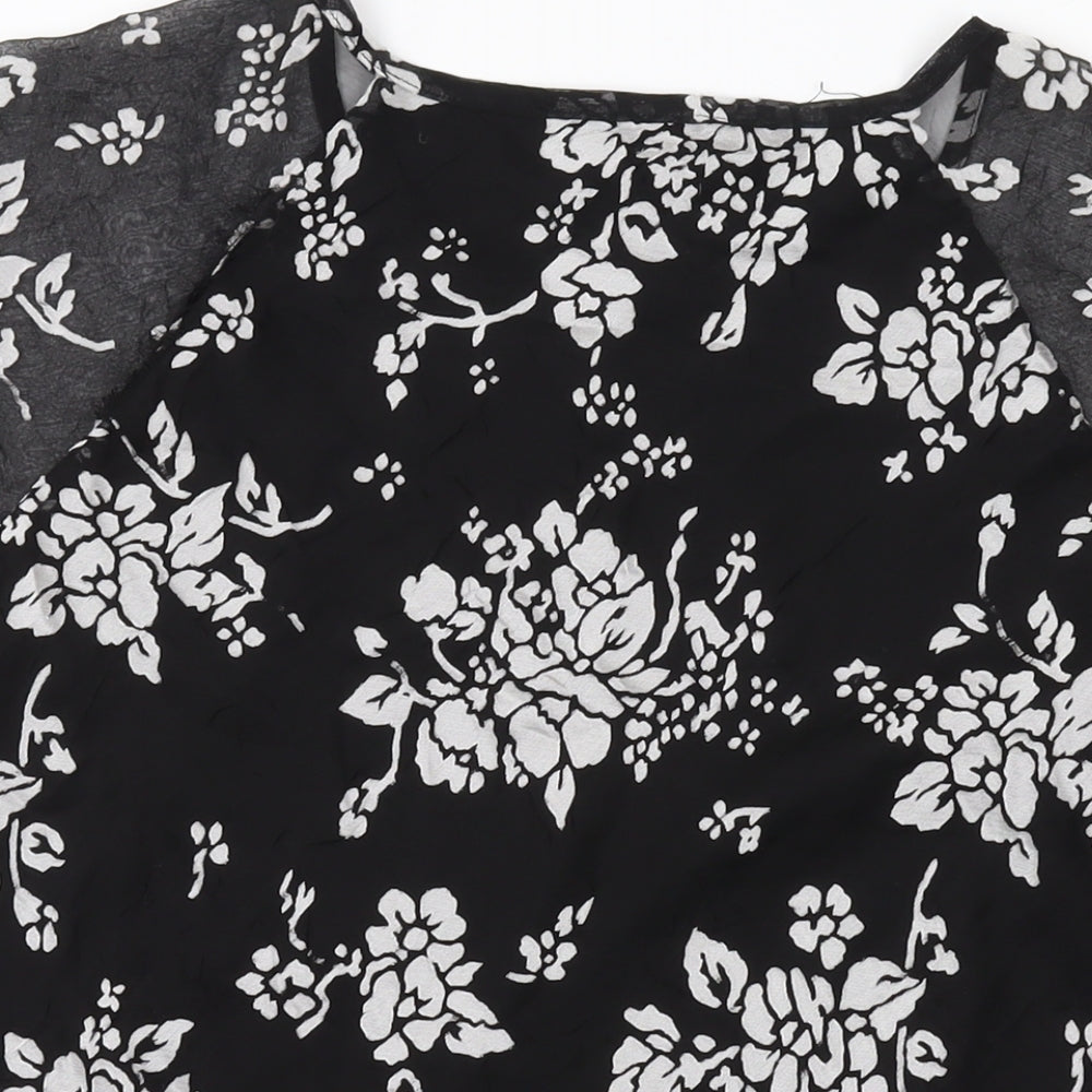 Womens UK Size 16 Anna Rose Black Basic T-Shirt