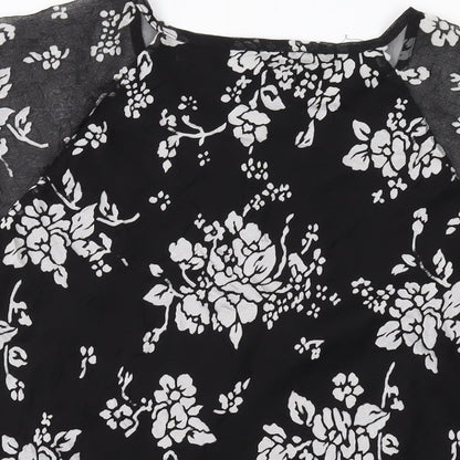 Womens UK Size 16 Anna Rose Black Basic T-Shirt
