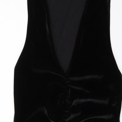 Miss Selfridge Womens Black Polyester Mini Size 14 V-Neck Pullover