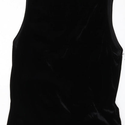 Miss Selfridge Womens Black Polyester Mini Size 14 V-Neck Pullover