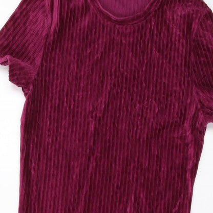 M&Co Girls Purple Cotton Mini Size 14 Years Round Neck Pullover