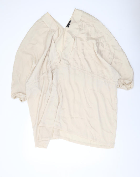 Womens UK Size 10 PRETTYLITTLETHING Beige Basic Blouse