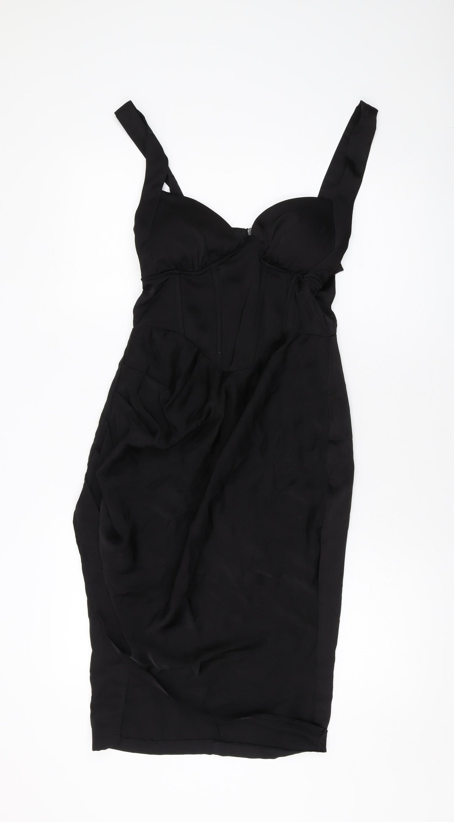 Boohoo Womens Black Polyester Sheath Size 10 Sweetheart Zip