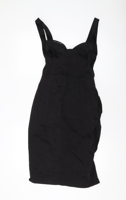 Boohoo Womens Black Polyester Sheath Size 10 Sweetheart Zip