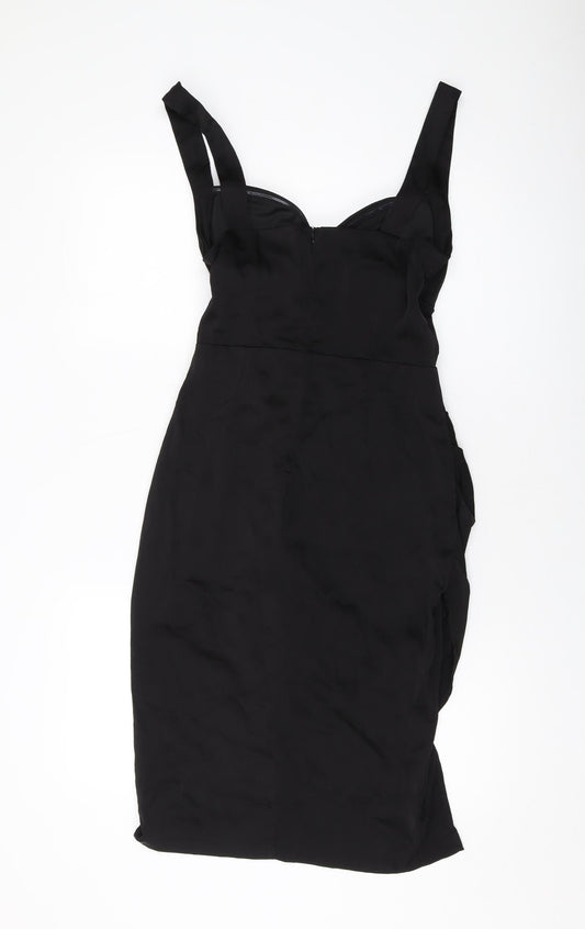 Boohoo Womens Black Polyester Sheath Size 10 Sweetheart Zip
