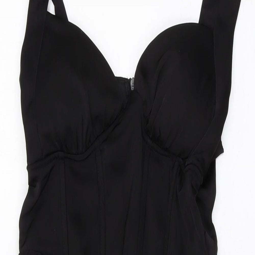 Boohoo Womens Black Polyester Sheath Size 10 Sweetheart Zip