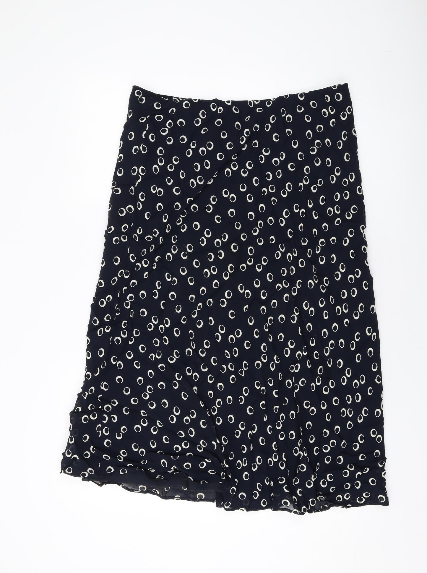 Marks and Spencer Womens Blue Geometric Polyester A-Line Skirt Size 10