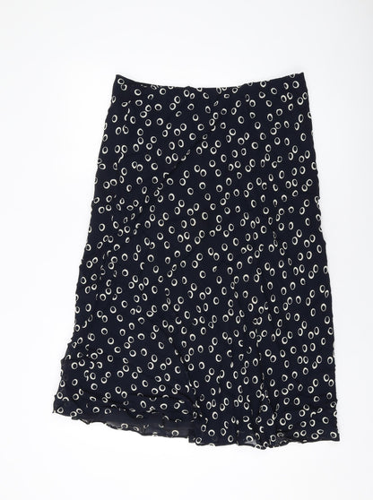 Marks and Spencer Womens Blue Geometric Polyester A-Line Skirt Size 10