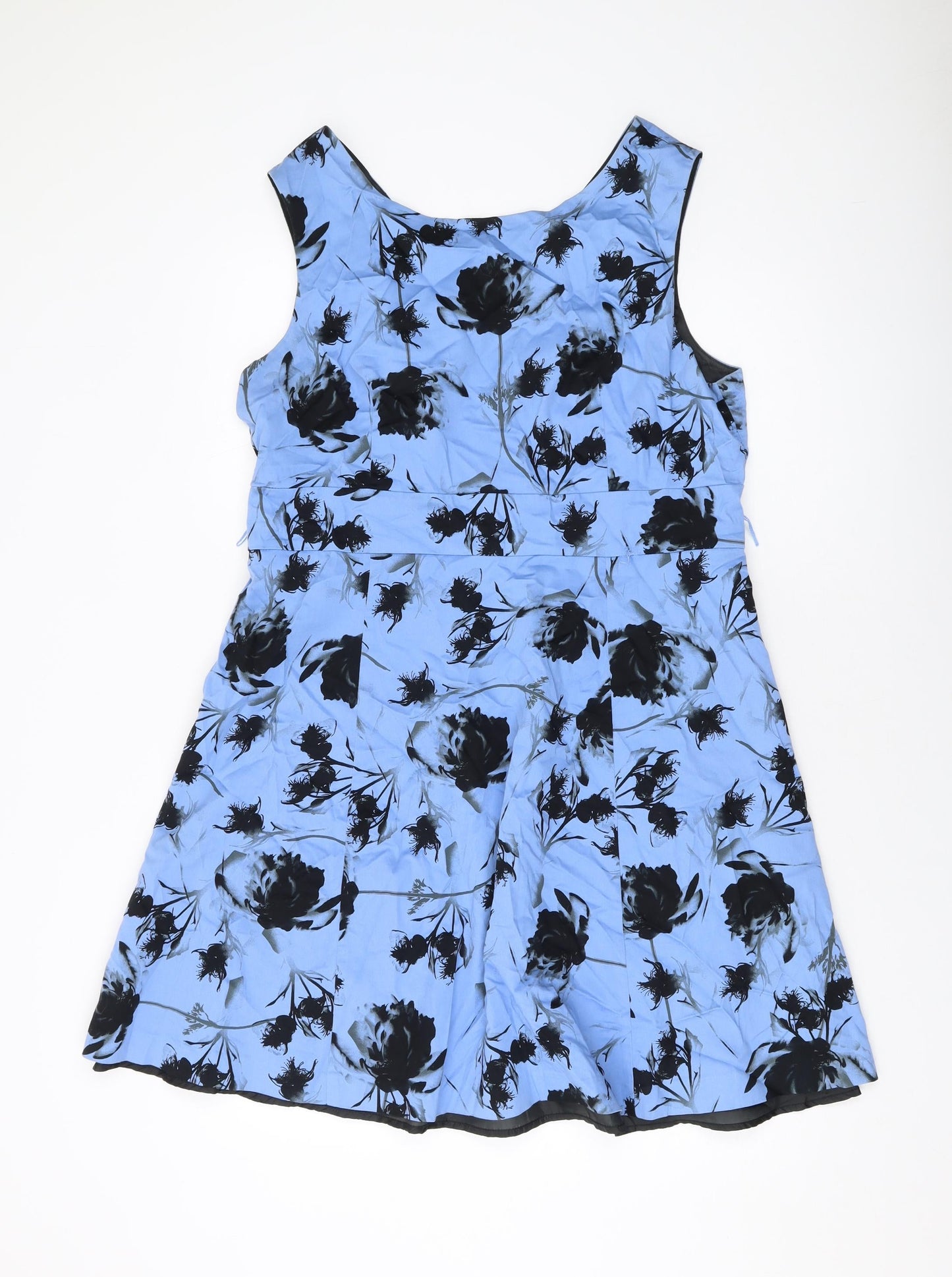 Et Vous Womens Blue Geometric Cotton A-Line Size 18 V-Neck Zip