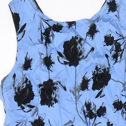 Et Vous Womens Blue Geometric Cotton A-Line Size 18 V-Neck Zip