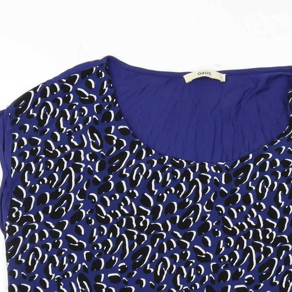 Womens UK Size S Oasis Blue Basic T-Shirt