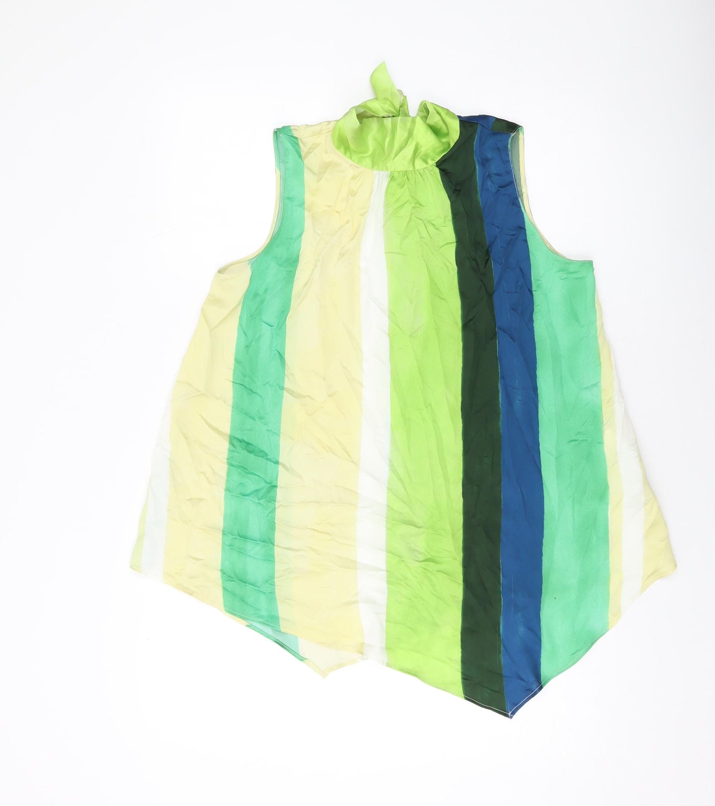 Zara Womens Multicoloured Striped Polyester Basic Blouse Size S Mock Neck