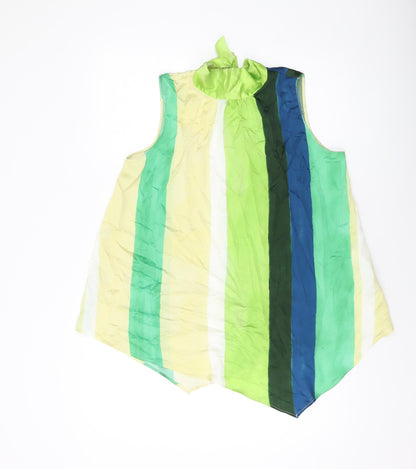 Zara Womens Multicoloured Striped Polyester Basic Blouse Size S Mock Neck