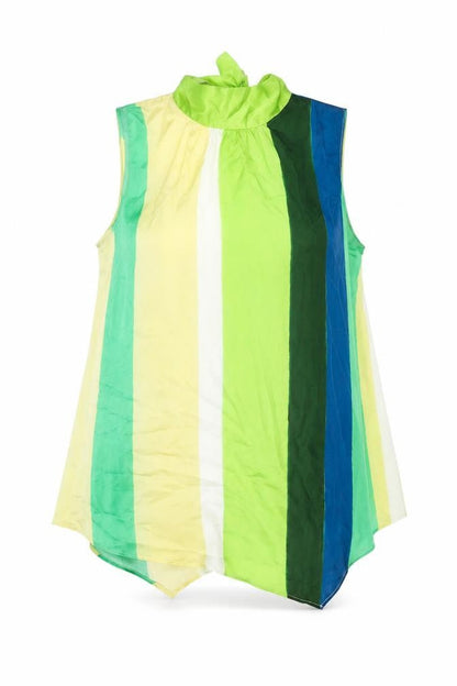 Zara Womens Multicoloured Striped Polyester Basic Blouse Size S Mock Neck