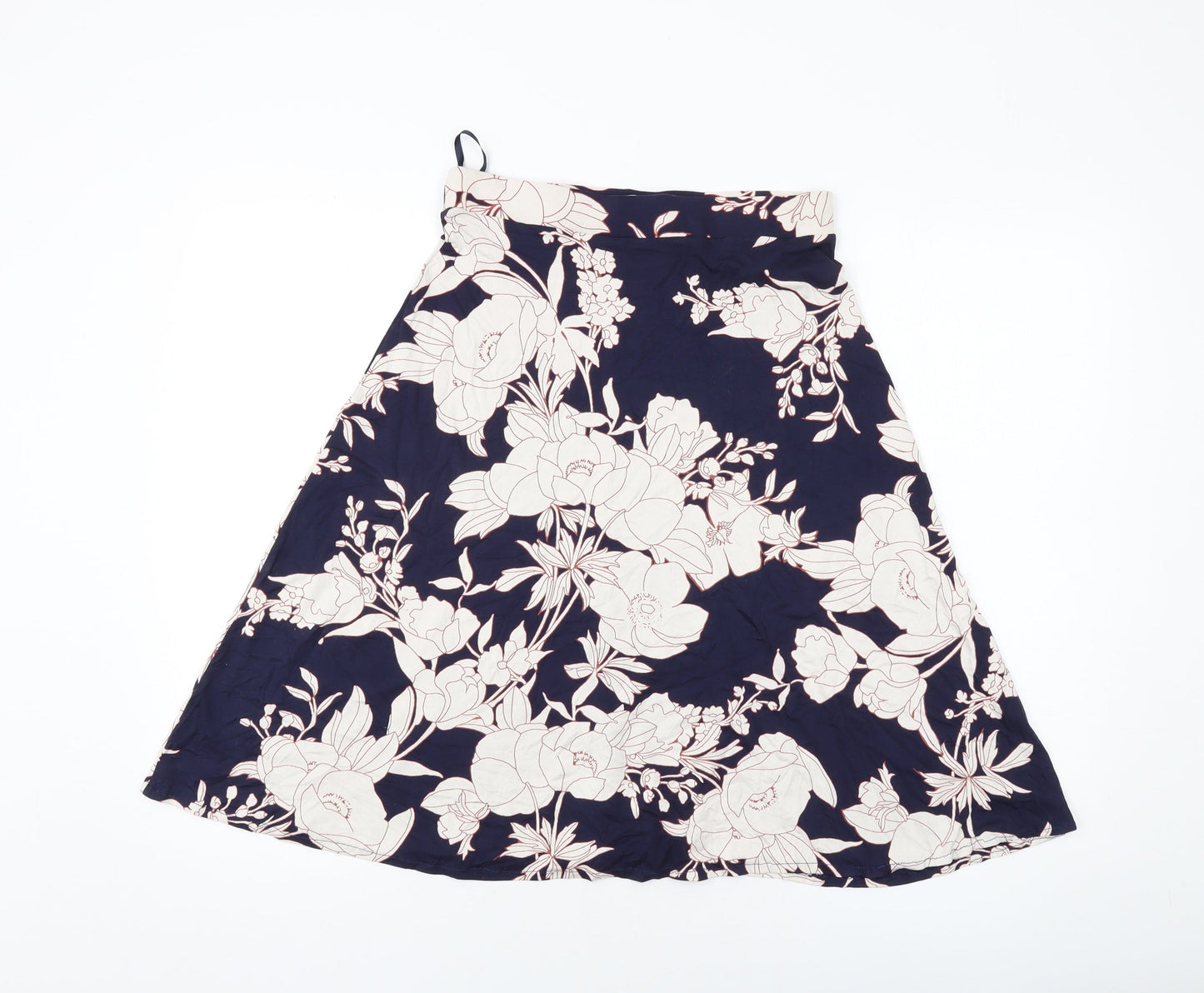 Marks and Spencer Womens Blue Geometric Viscose A-Line Skirt Size 10