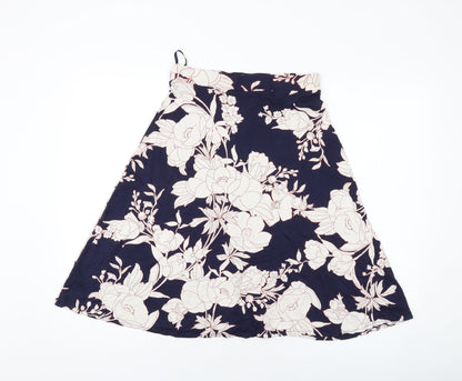 Marks and Spencer Womens Blue Geometric Viscose A-Line Skirt Size 10