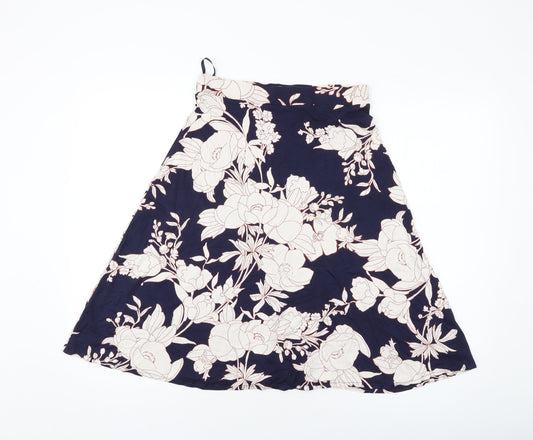 Marks and Spencer Womens Blue Geometric Viscose A-Line Skirt Size 10