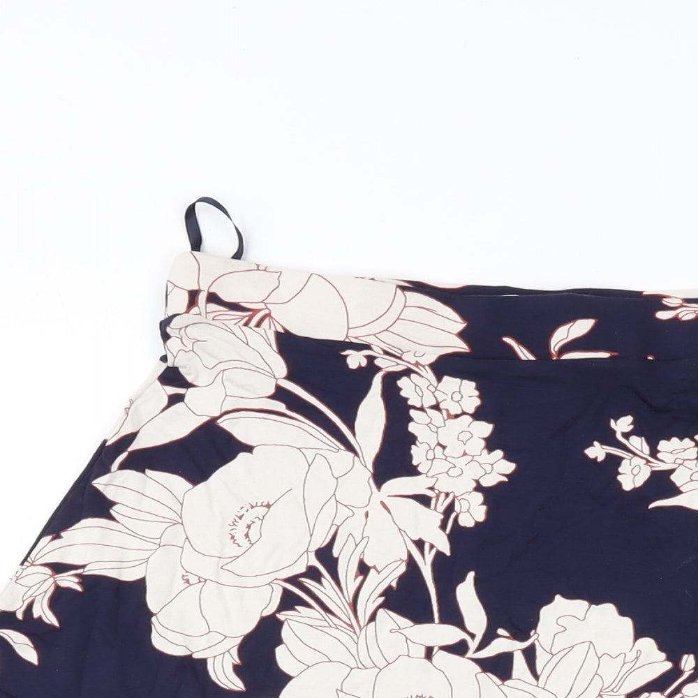 Marks and Spencer Womens Blue Geometric Viscose A-Line Skirt Size 10