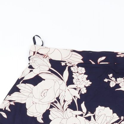 Marks and Spencer Womens Blue Geometric Viscose A-Line Skirt Size 10