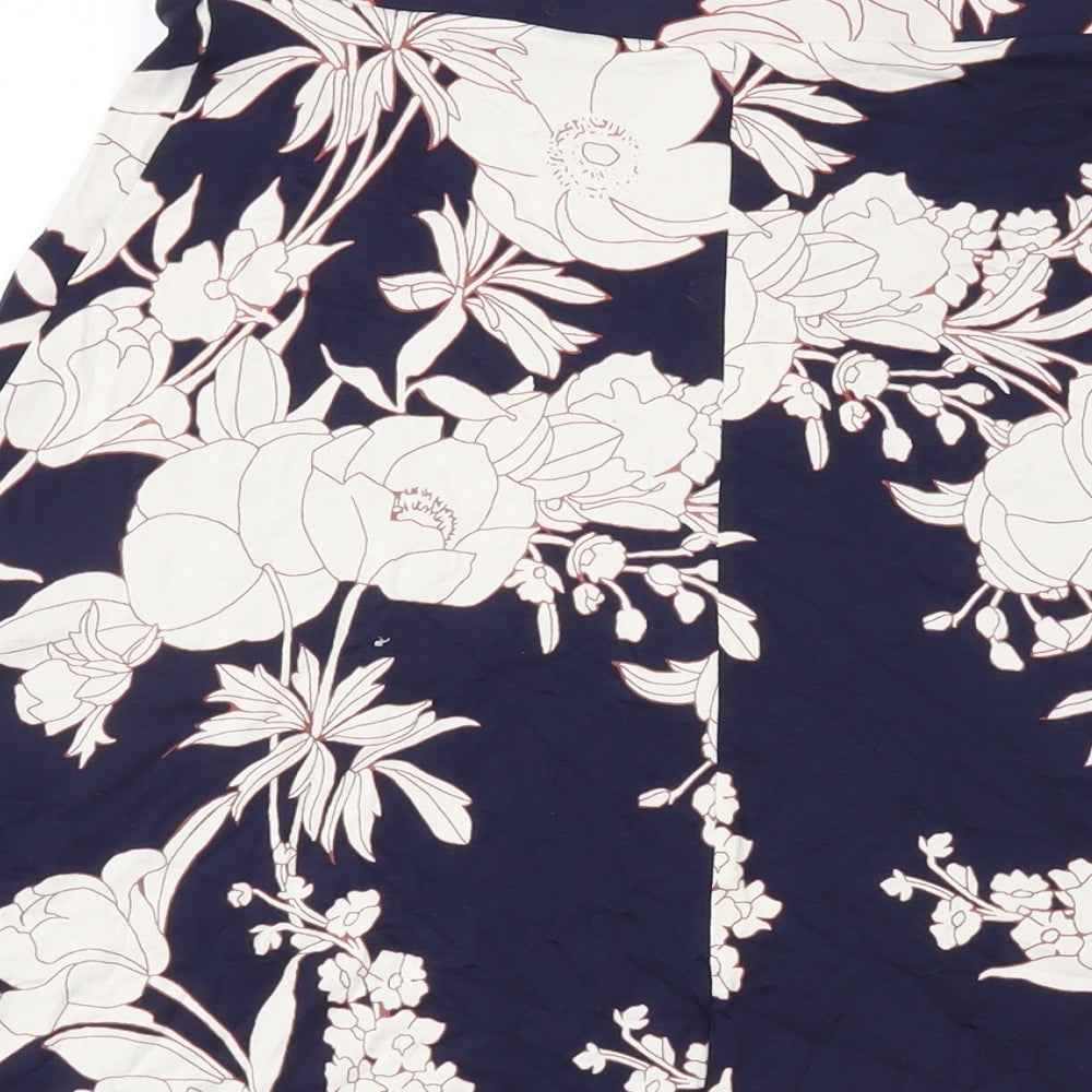 Marks and Spencer Womens Blue Geometric Viscose A-Line Skirt Size 10