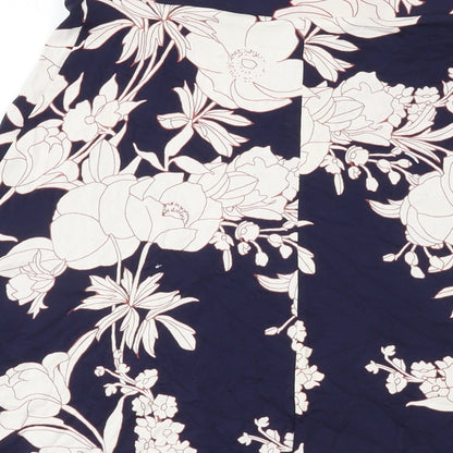 Marks and Spencer Womens Blue Geometric Viscose A-Line Skirt Size 10