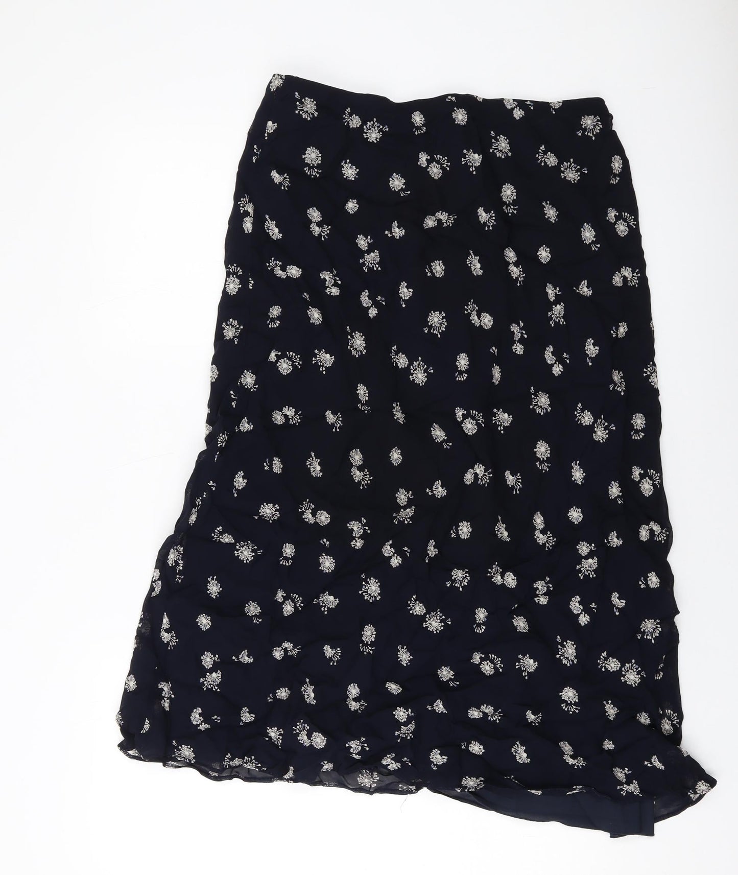 Marks and Spencer Womens Black Geometric Viscose A-Line Skirt Size 16 Zip