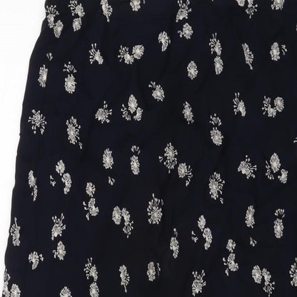 Marks and Spencer Womens Black Geometric Viscose A-Line Skirt Size 16 Zip
