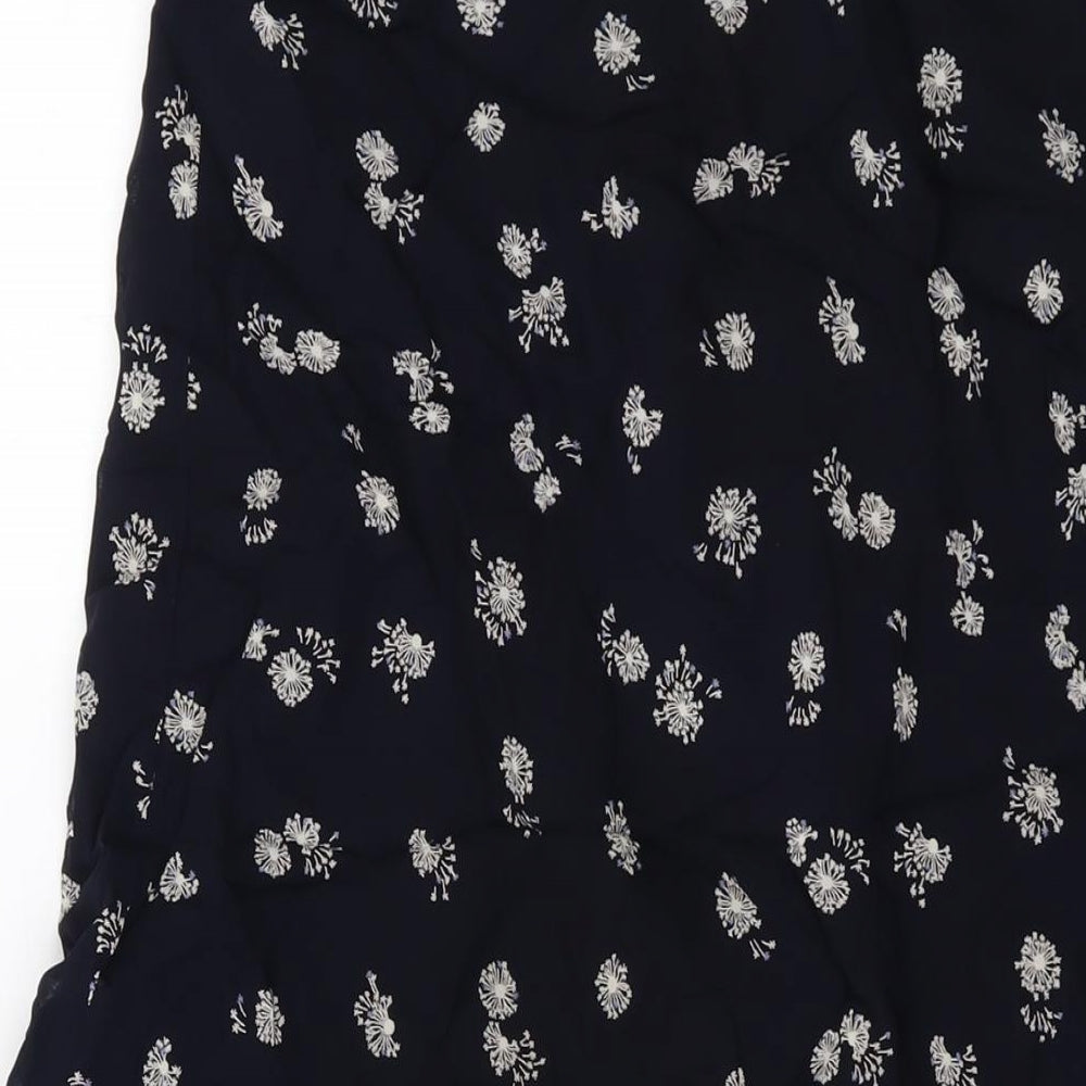 Marks and Spencer Womens Black Geometric Viscose A-Line Skirt Size 16 Zip