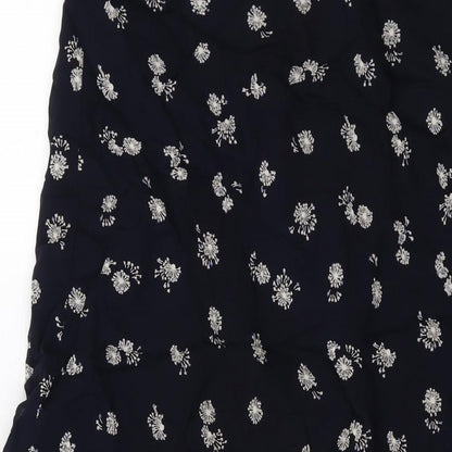 Marks and Spencer Womens Black Geometric Viscose A-Line Skirt Size 16 Zip