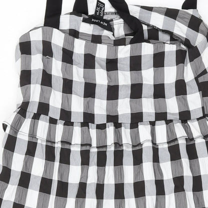 New Look Womens Grey Check Polyester A-Line Size 10 Square Neck Pullover