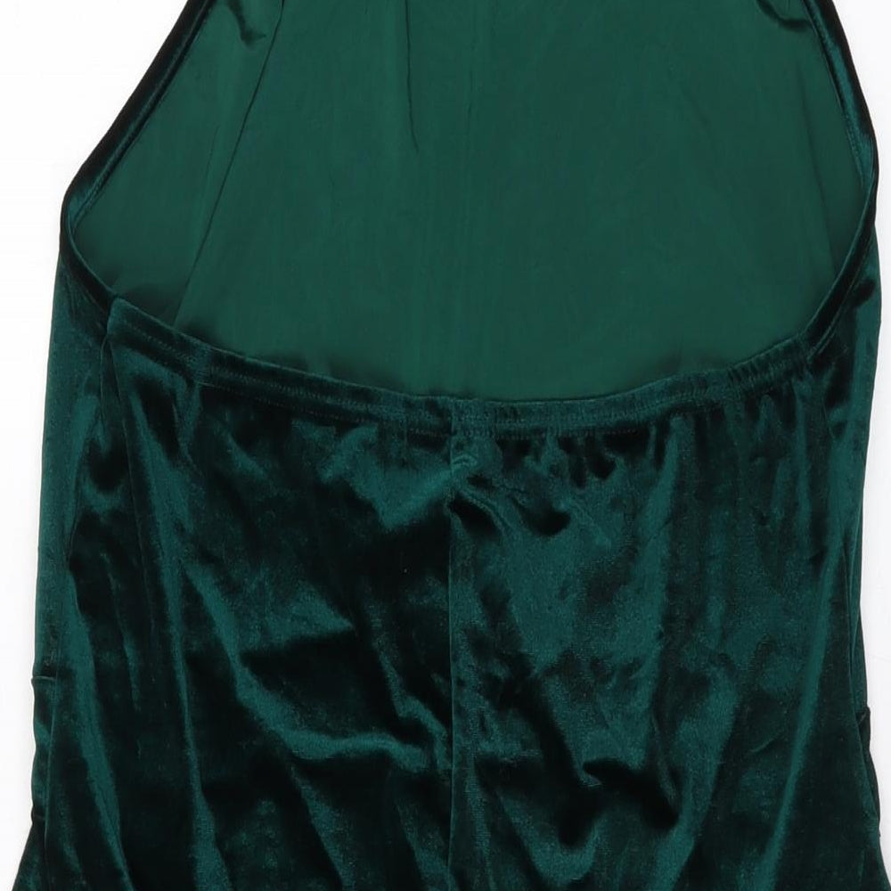 PRETTYLITTLETHING Womens Green Polyester A-Line Size 16 Mock Neck Buckle