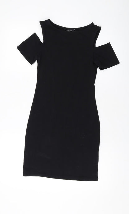 New Look Womens Black Cotton Mini Size 10 Round Neck Pullover
