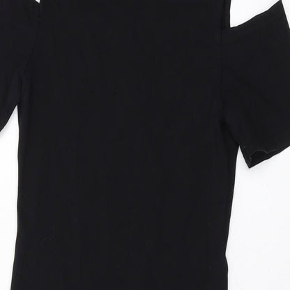 New Look Womens Black Cotton Mini Size 10 Round Neck Pullover