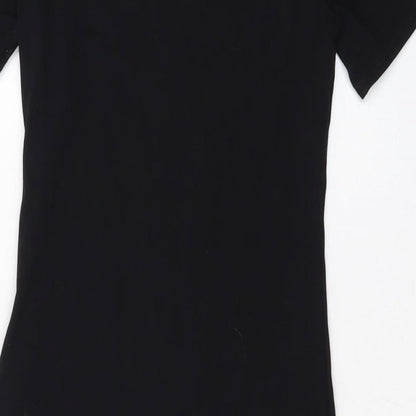 New Look Womens Black Cotton Mini Size 10 Round Neck Pullover