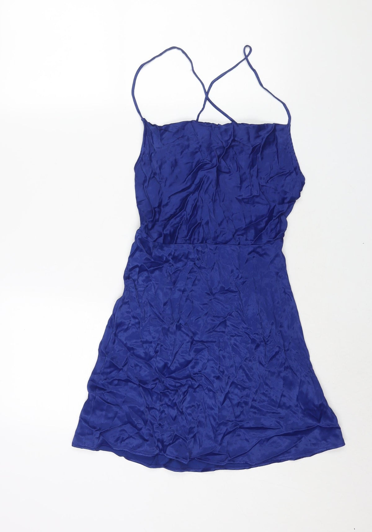 Zara Womens Blue Viscose Mini Size S Square Neck Tie