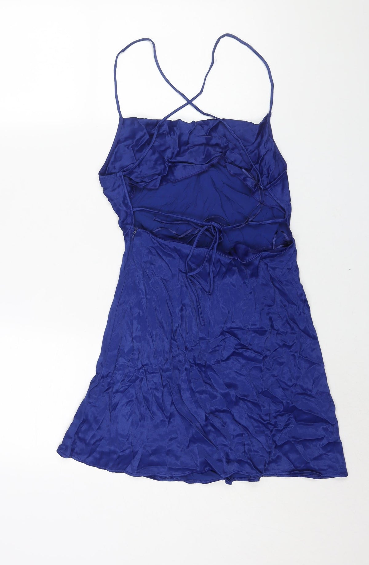 Zara Womens Blue Viscose Mini Size S Square Neck Tie