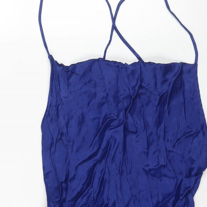 Zara Womens Blue Viscose Mini Size S Square Neck Tie