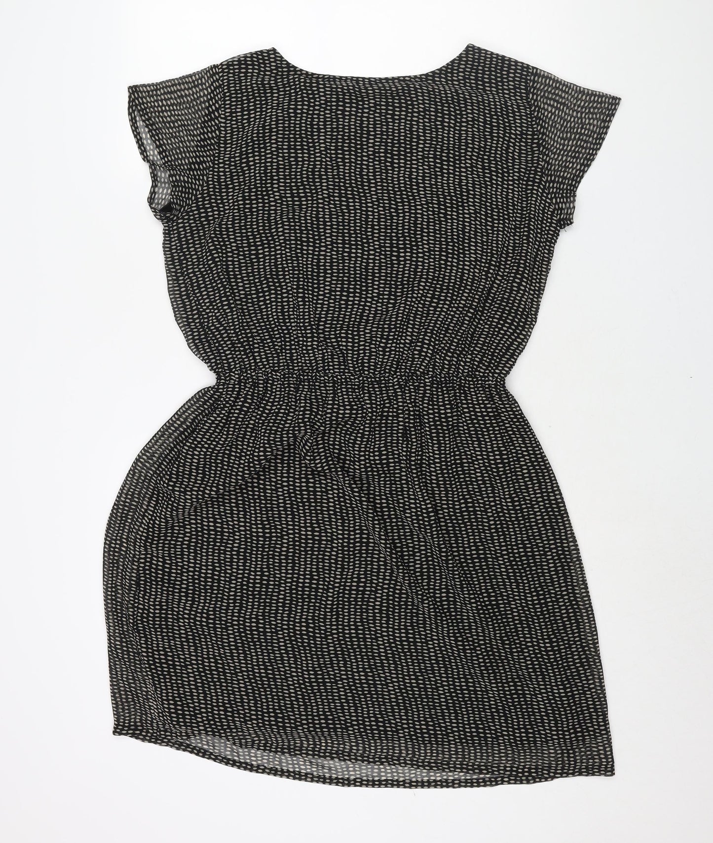 Simply Be Womens Black Geometric Polyester Shift Size 14 V-Neck Pullover