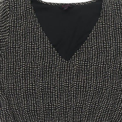 Simply Be Womens Black Geometric Polyester Shift Size 14 V-Neck Pullover