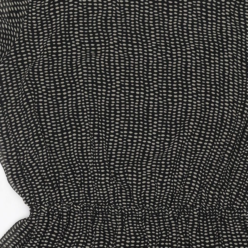 Simply Be Womens Black Geometric Polyester Shift Size 14 V-Neck Pullover