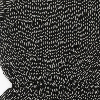 Simply Be Womens Black Geometric Polyester Shift Size 14 V-Neck Pullover