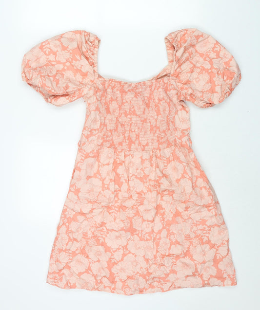 dusk Womens Pink Floral Cotton A-Line Size 8 Sweetheart Snap