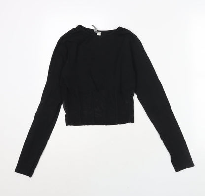 Womens UK Size 8 ASOS Black Cropped Blouse
