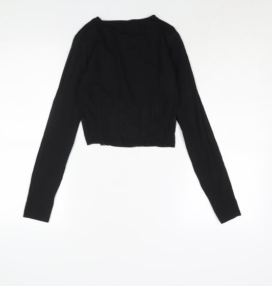Womens UK Size 8 ASOS Black Cropped Blouse