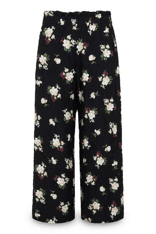 Hollister Womens Black Floral Viscose Trousers Size XS L26 in Regular