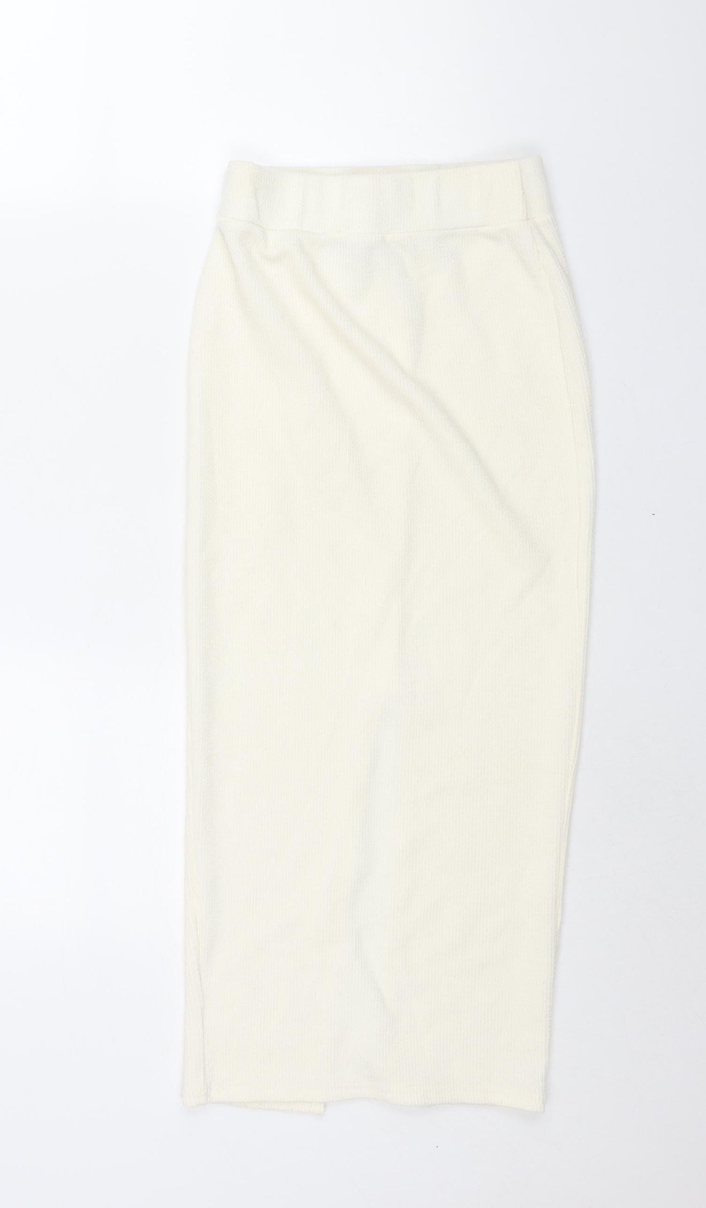 Missguided Womens Ivory Polyester Straight & Pencil Skirt Size 10 - Front Slit