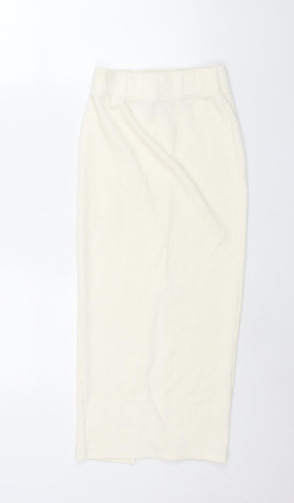Missguided Womens Ivory Polyester Straight & Pencil Skirt Size 10 - Front Slit