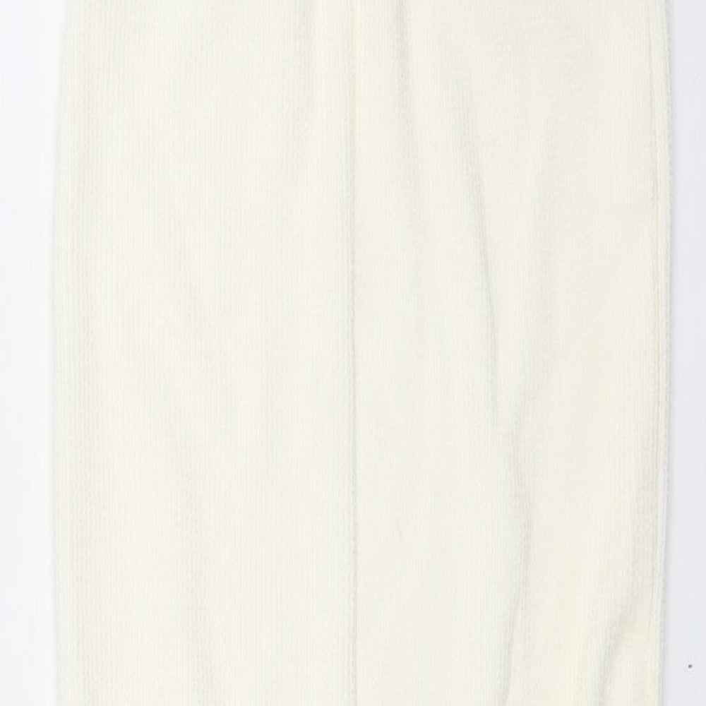 Missguided Womens Ivory Polyester Straight & Pencil Skirt Size 10 - Front Slit